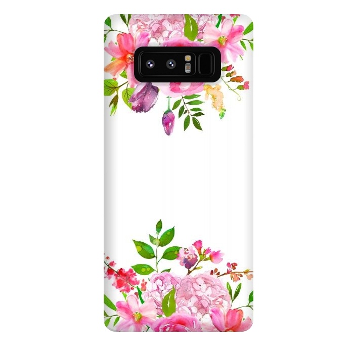Galaxy Note 8 StrongFit Pink Watercolor florals on white by  Utart