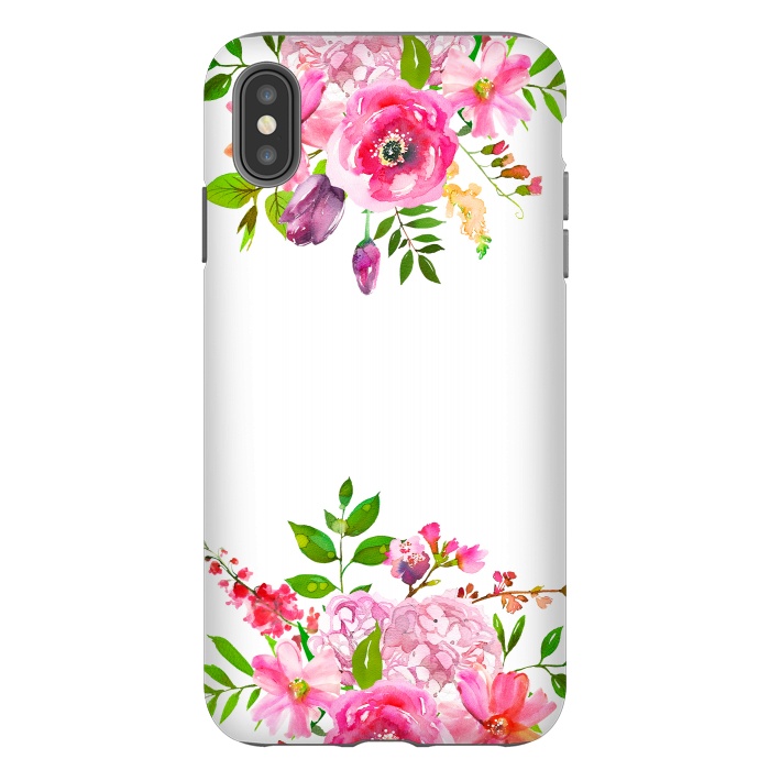 iPhone Xs Max StrongFit Pink Watercolor florals on white by  Utart