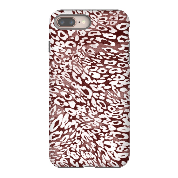iPhone 7 plus StrongFit White leopard print spots on burgundy by Oana 