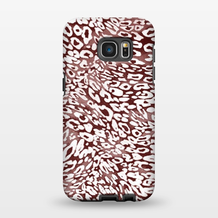 Galaxy S7 EDGE StrongFit White leopard print spots on burgundy by Oana 