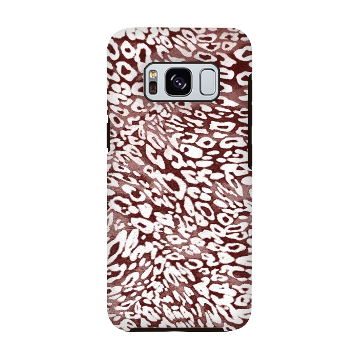 Galaxy S8 StrongFit White leopard print spots on burgundy by Oana 