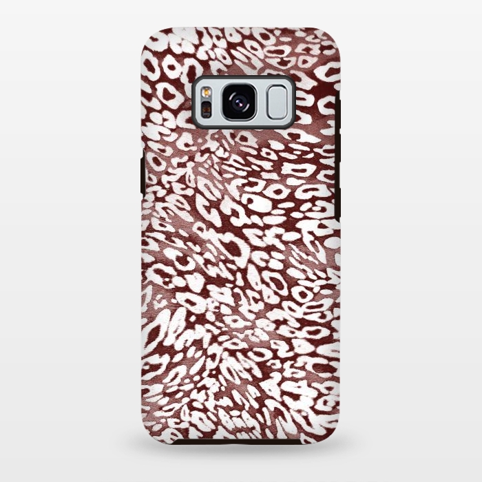 Galaxy S8 plus StrongFit White leopard print spots on burgundy by Oana 