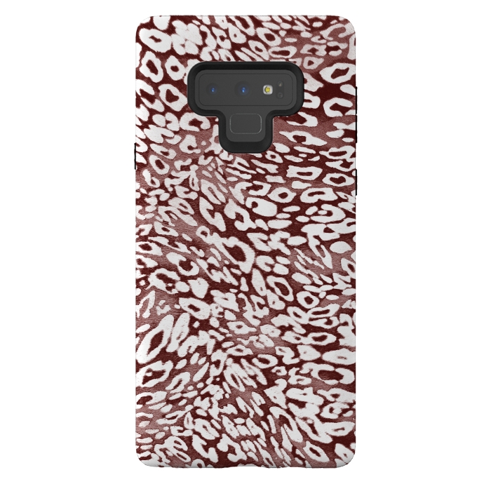 Galaxy Note 9 StrongFit White leopard print spots on burgundy by Oana 
