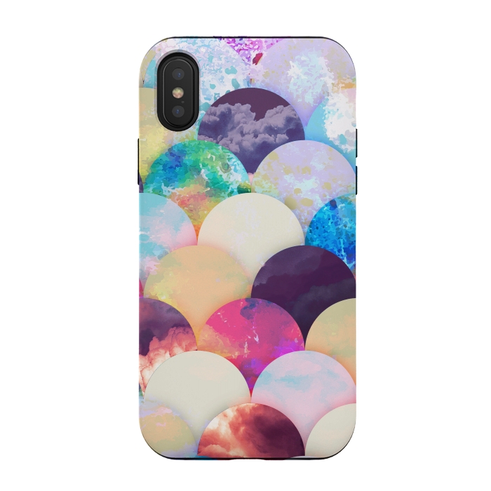 iPhone Xs / X StrongFit Painted colorful clouds seashell balloons pattern by Oana 