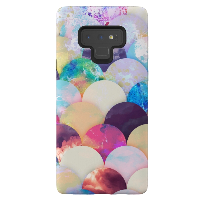 Galaxy Note 9 StrongFit Painted colorful clouds seashell balloons pattern by Oana 