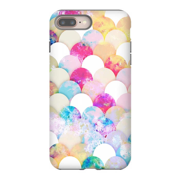 iPhone 7 plus StrongFit Colorful watercolor splattered seashells pattern by Oana 
