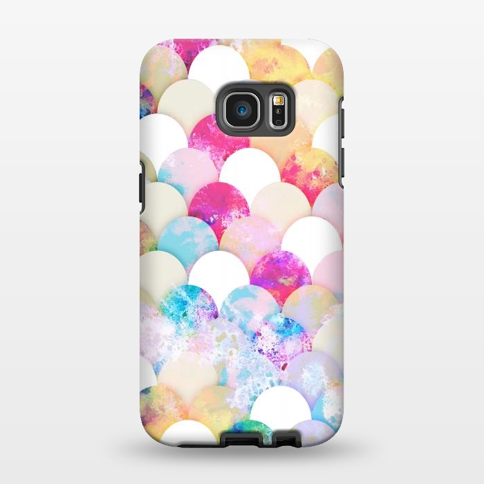 Galaxy S7 EDGE StrongFit Colorful watercolor splattered seashells pattern by Oana 