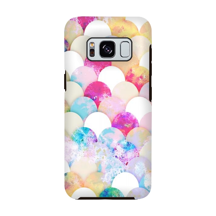 Galaxy S8 StrongFit Colorful watercolor splattered seashells pattern by Oana 