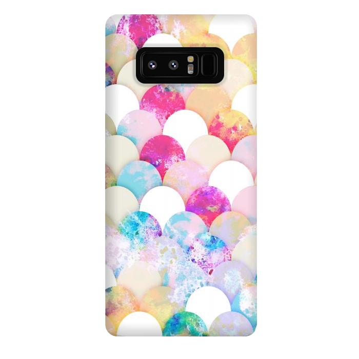Galaxy Note 8 StrongFit Colorful watercolor splattered seashells pattern by Oana 