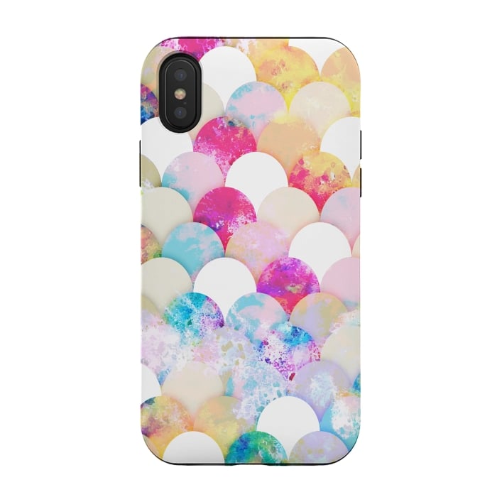 iPhone Xs / X StrongFit Colorful watercolor splattered seashells pattern by Oana 