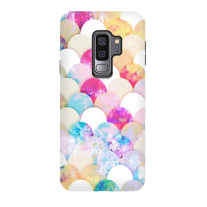 Galaxy S9 plus StrongFit Colorful watercolor splattered seashells pattern by Oana 