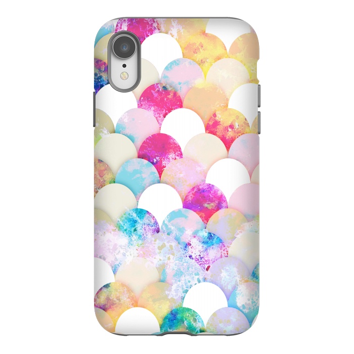 iPhone Xr StrongFit Colorful watercolor splattered seashells pattern by Oana 