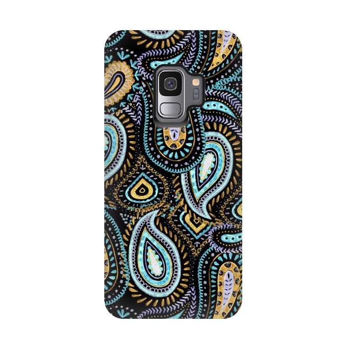 Galaxy S9 StrongFit Hand sketched paisley pattern by Oana 