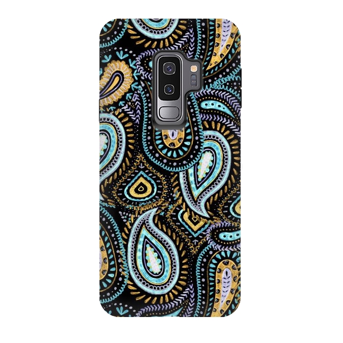 Galaxy S9 plus StrongFit Hand sketched paisley pattern by Oana 