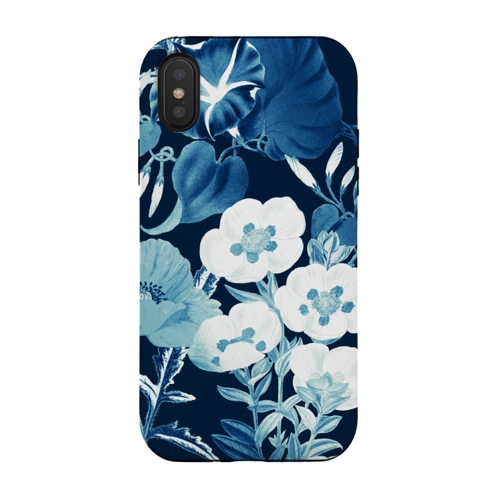 iPhone Xs / X StrongFit Romantic blue wild flowers illustration by Oana 