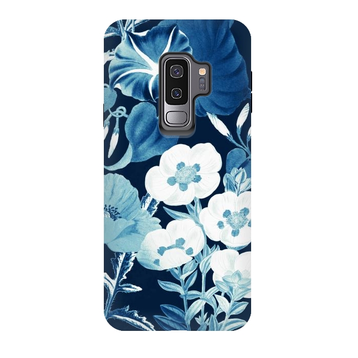 Galaxy S9 plus StrongFit Romantic blue wild flowers illustration by Oana 