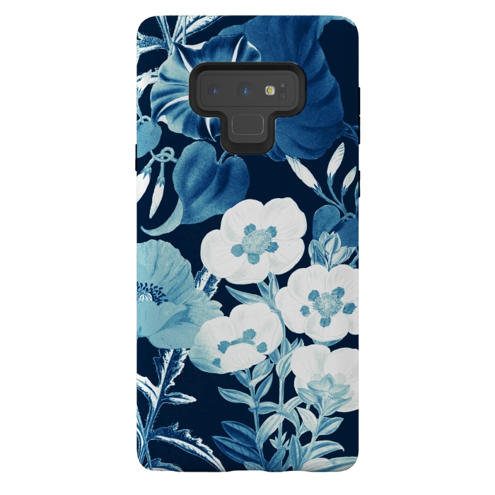 Galaxy Note 9 StrongFit Romantic blue wild flowers illustration by Oana 