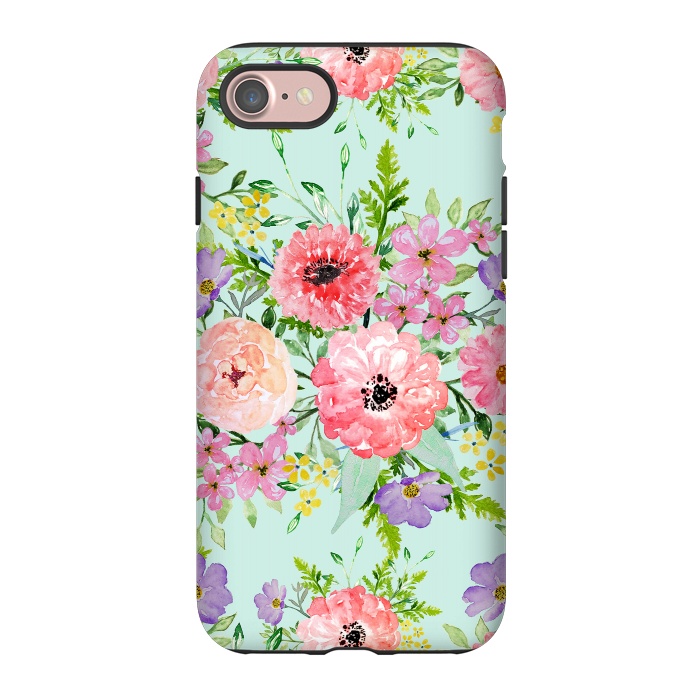 iPhone 7 StrongFit Blooming floral bouquet watercolor hand paint  by InovArts