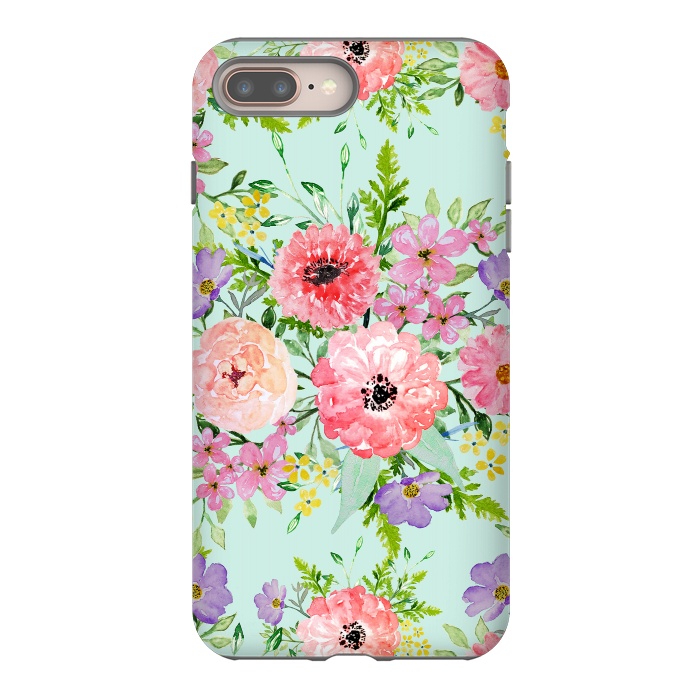 iPhone 7 plus StrongFit Blooming floral bouquet watercolor hand paint  by InovArts