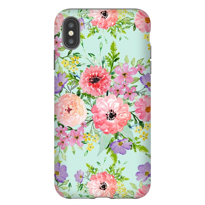 iPhone Xs Max StrongFit Blooming floral bouquet watercolor hand paint  by InovArts