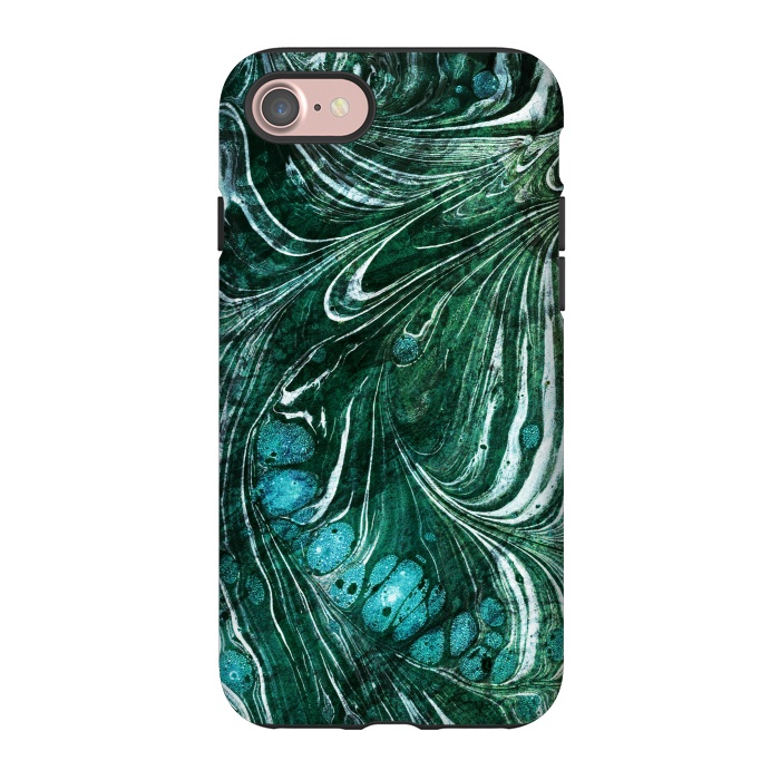iPhone 7 StrongFit Emerald green painted liquid marble by Oana 