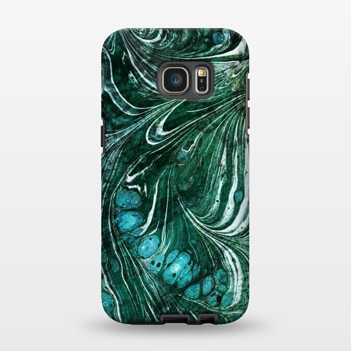 Galaxy S7 EDGE StrongFit Emerald green painted liquid marble by Oana 