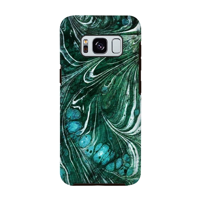 Galaxy S8 StrongFit Emerald green painted liquid marble by Oana 