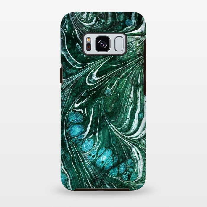 Galaxy S8 plus StrongFit Emerald green painted liquid marble by Oana 