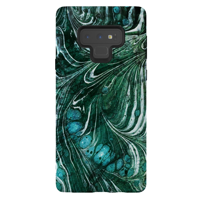 Galaxy Note 9 StrongFit Emerald green painted liquid marble by Oana 