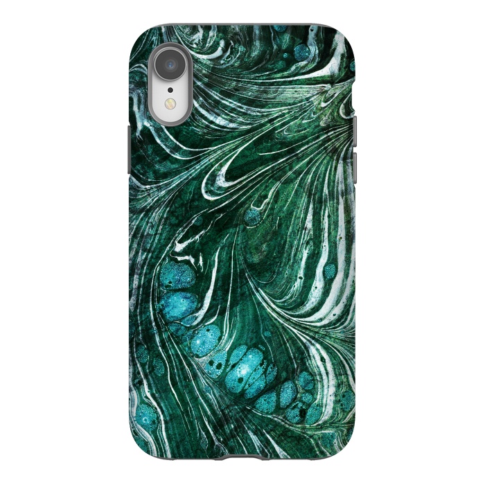 iPhone Xr StrongFit Emerald green painted liquid marble by Oana 