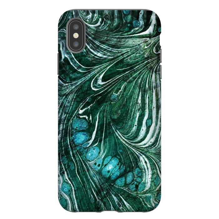 iPhone Xs Max StrongFit Emerald green painted liquid marble by Oana 
