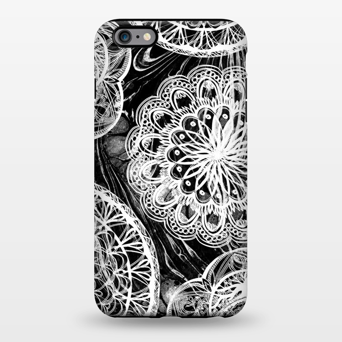 iPhone 6/6s plus StrongFit Monochrome lace mandalas on black marble by Oana 