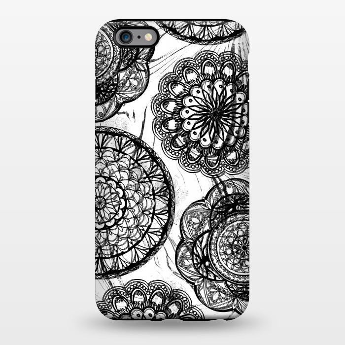 iPhone 6/6s plus StrongFit Black line art lace mandalas on white marble by Oana 