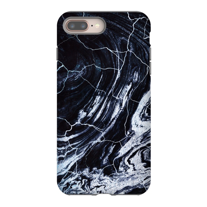 iPhone 7 plus StrongFit Dark navy cracked marble painting by Oana 