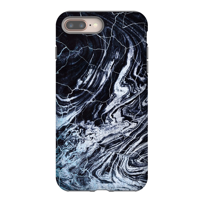iPhone 7 plus StrongFit Dark navy textured marble painting by Oana 