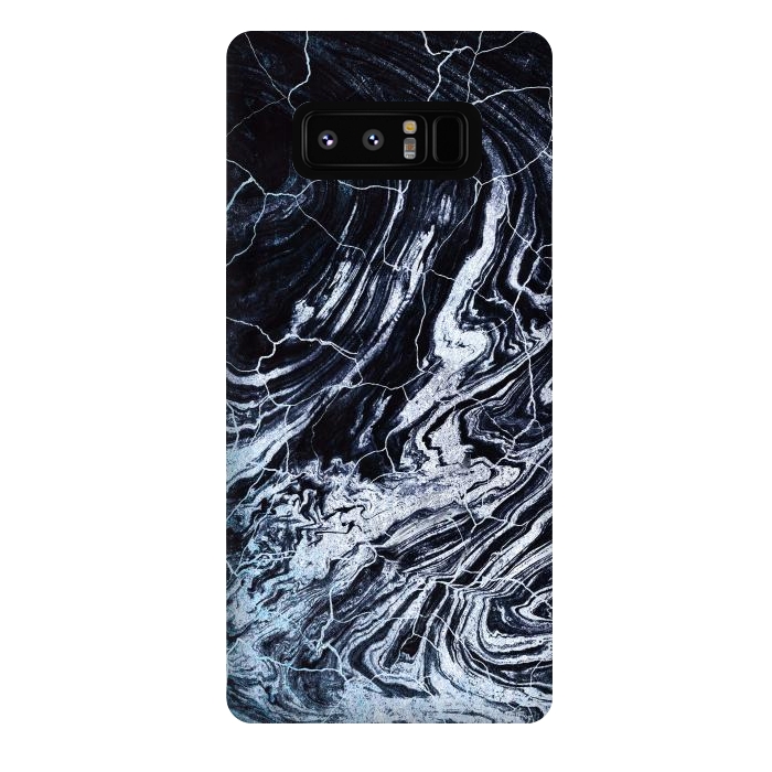Galaxy Note 8 StrongFit Dark navy textured marble painting by Oana 