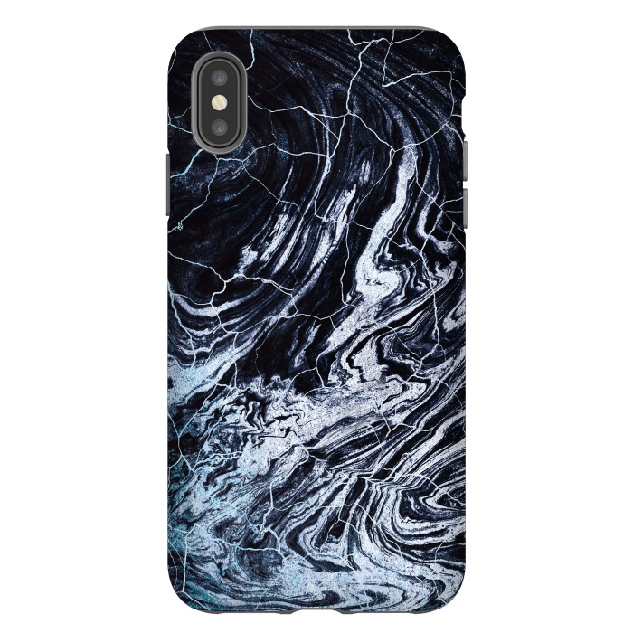 iPhone Xs Max StrongFit Dark navy textured marble painting by Oana 