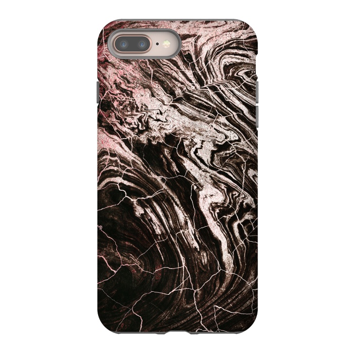 iPhone 7 plus StrongFit Rose gold and black marble art by Oana 