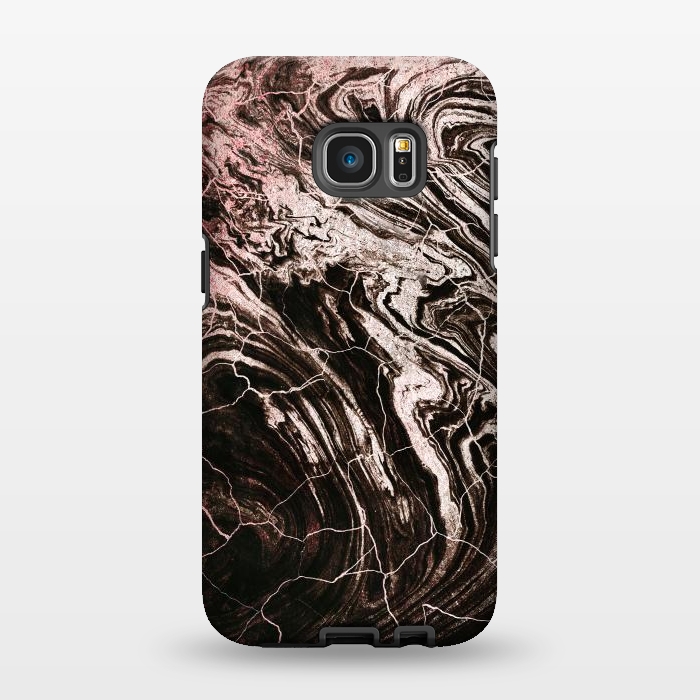 Galaxy S7 EDGE StrongFit Rose gold and black marble art by Oana 