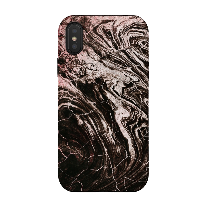 iPhone Xs / X StrongFit Rose gold and black marble art by Oana 