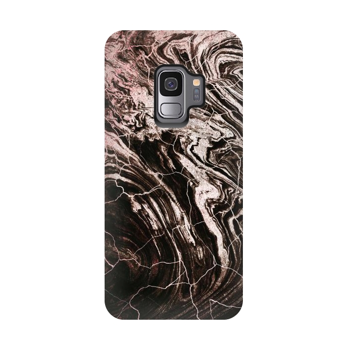 Galaxy S9 StrongFit Rose gold and black marble art by Oana 