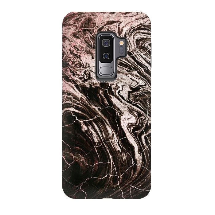 Galaxy S9 plus StrongFit Rose gold and black marble art by Oana 