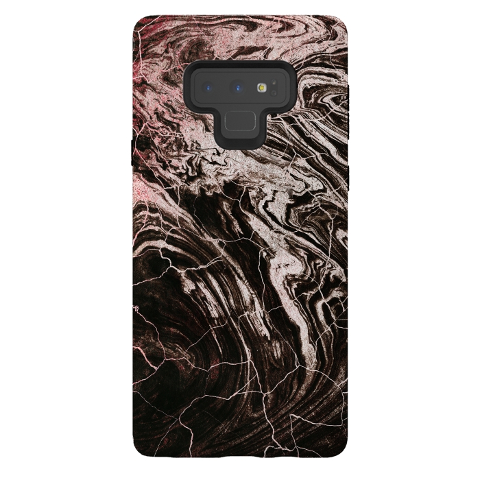 Galaxy Note 9 StrongFit Rose gold and black marble art by Oana 