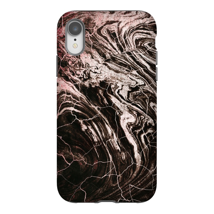 iPhone Xr StrongFit Rose gold and black marble art by Oana 