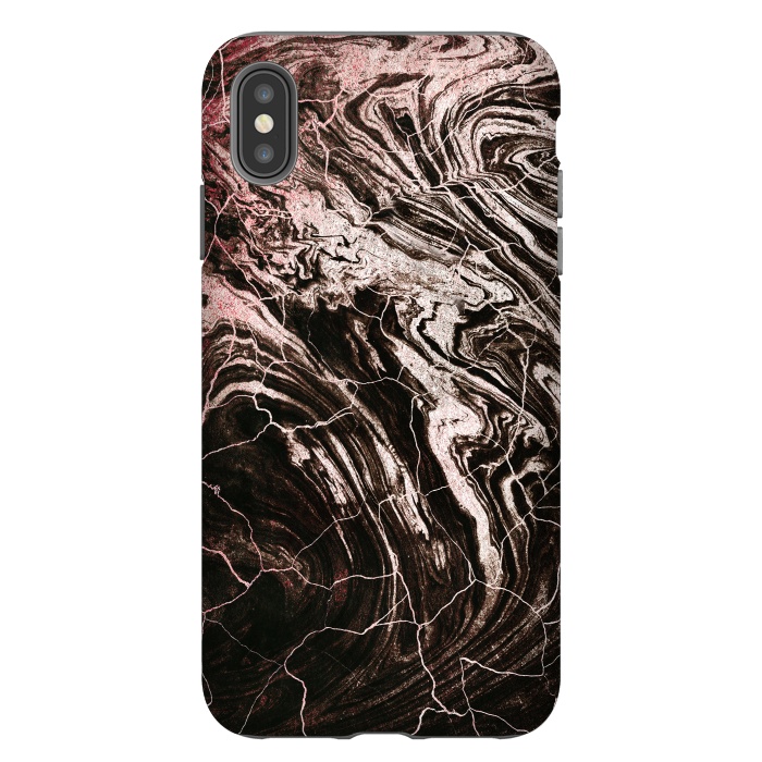 iPhone Xs Max StrongFit Rose gold and black marble art by Oana 