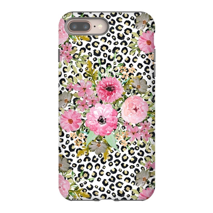 iPhone 7 plus StrongFit Elegant leopard print and floral design  by InovArts