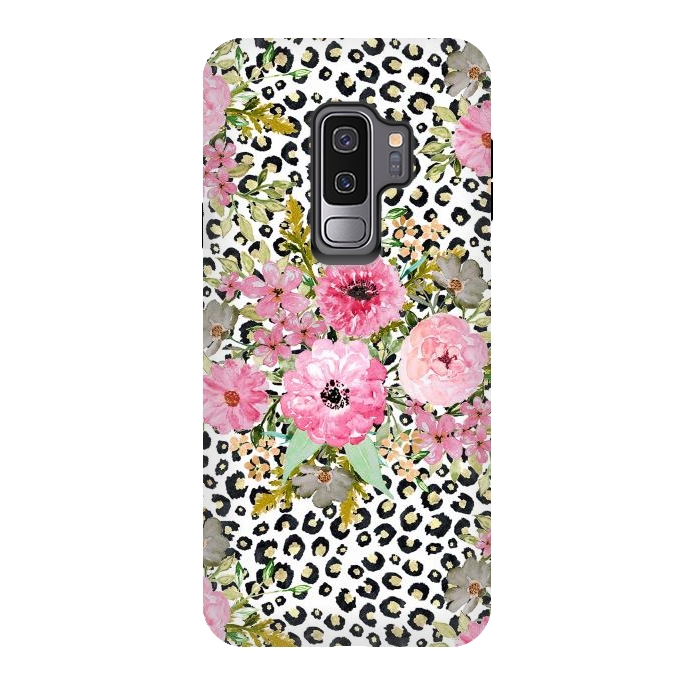Galaxy S9 plus StrongFit Elegant leopard print and floral design  by InovArts