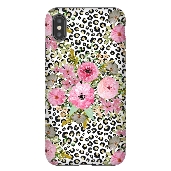 iPhone Xs Max StrongFit Elegant leopard print and floral design  by InovArts