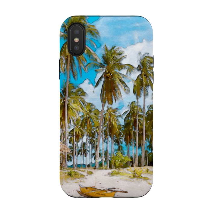 iPhone Xs / X StrongFit Coconut Tree Beach by Creativeaxle