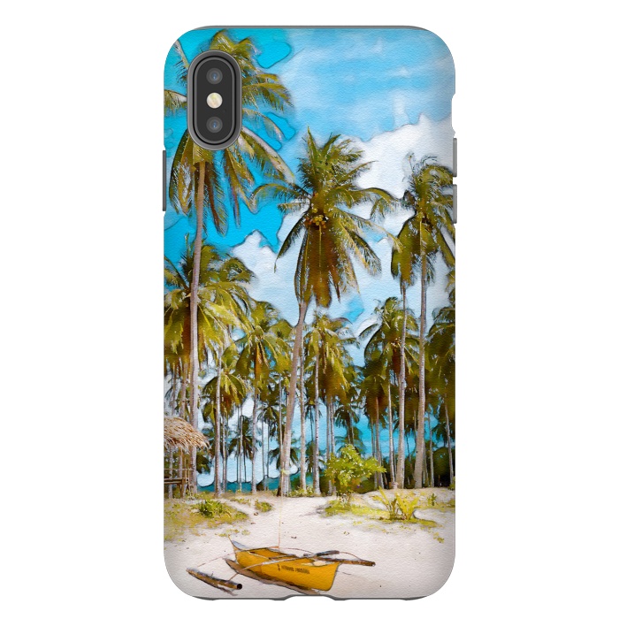 iPhone Xs Max StrongFit Coconut Tree Beach by Creativeaxle